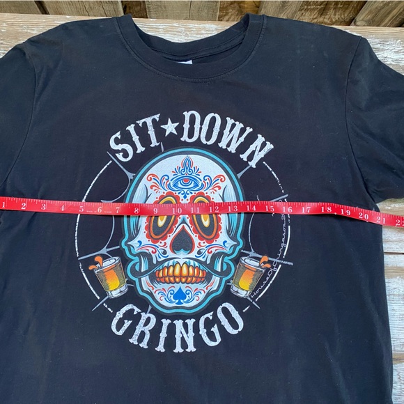 Mens black tshirt, day of the dead skull, sit down gringo, Cinco de Mayo, Large - Picture 9 of 10